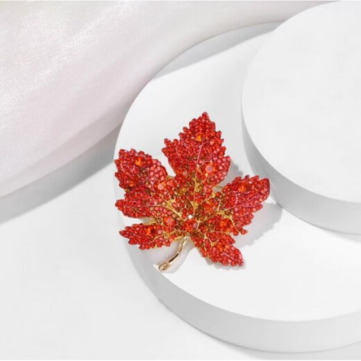 WEISHINI red maple leaf corsage brooch for women exquisite pin-like temperament suit high-end welcome accessories Chinese Valentine's Day gift red A22-308