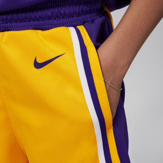 耐克（NIKE）官方男童洛杉矶湖人队ICON NBA大童速干短裤FZ1187 728阿马里洛黄/洛杉矶湖人队 140 S