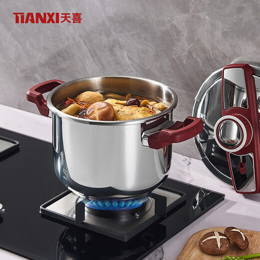 Tianxi explosion-proof pressure cooker 6 liters household 304 stainless steel pressure cooker one-click opening and closing induction cooker universal / suitable for 3-5 people