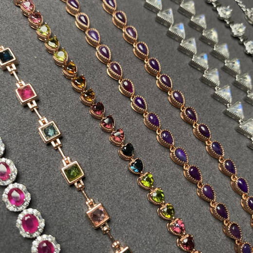 Tanzanite Bracelet Natural Colored Jewel Tourmaline Tanzanite Translucent Blue Moonlight Blue Ruby Emerald Hotan Jade Silver Hotan Jade Multi-Bao Bracelet Random