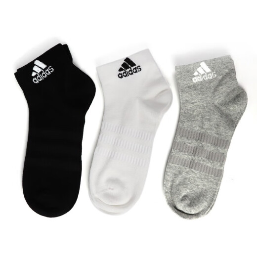 阿迪达斯 （adidas）男袜女袜子24冬季新款三双装运动休闲袜子跑步训练舒适 IC1283/灰白黑/三双装 S 鞋码37-39码