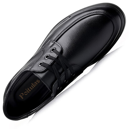 Happy Event Lederschuhe für Männer vielseitige Schnür-up-Geschäft formelle Freizeitschuhe Leichte runde Zehen Daddy Schuhe 6627 Schwarze Single-Layer 38