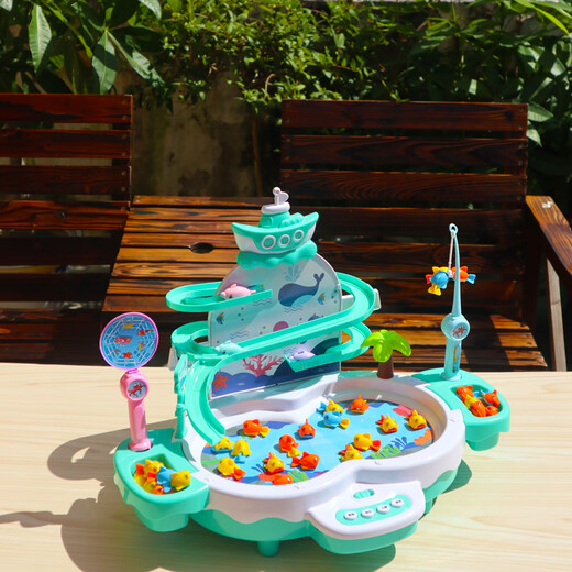 Short Cloud Magnetic Fish Dolphin Fishing Rod Fishing Toy Children's Electric Fish Hook Baby 2-3 Years Old Fishing Fish Playing Water Playing Fishing 20 Small Fish