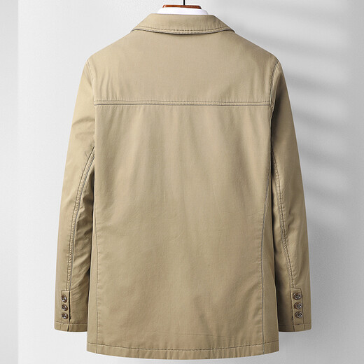 Hengyuanxiang men's windbreaker middle-aged men's windbreaker short pure cotton casual 40 spring thin dad morning jacket 50 tops Navy JYL-A35 L 175