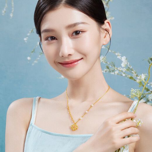 Liufu bijoux fuman héritage quatre chants d'or yun flower floom quatre xi perl colored artisan collace au prix l07g0001ds 6,84 grammes (y compris le coût de la main-d'œuvre 1 047 yuan)