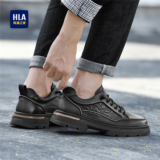 Hailan Home (HLA) Herrenschuhe Retro Wear-Resistant Schnürfrequenz kostenloser Freier Arbeitsschuhe Low Top Outdoor Herren Black 43