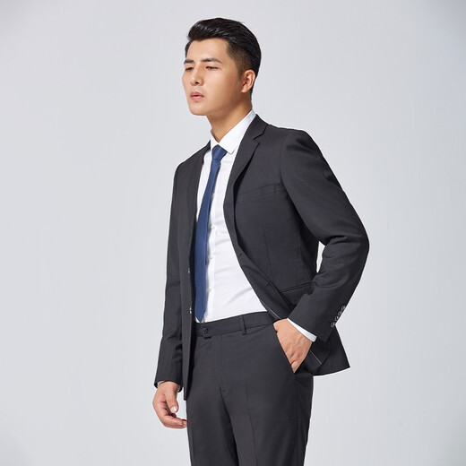 Haipaihaoyu-Anzug Set Herren Slim Small Anzug Business Format Micro-Stretch Anzug Bräutigam's Hochzeitsbräutigam 1695 Schwarz [Anzug + Hosen] XL (175) Empfohlen 110-130jin [Jin gleich 0,5 kg]