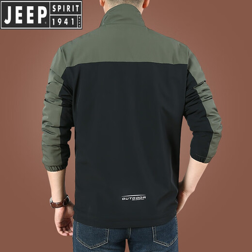JEEP SPIRIT吉普男士加绒外套秋冬季男装2025新款中年立领夹克男拼色休闲秋装 9892[灰黑]不加绒 XL XL 180规格(150斤左右)