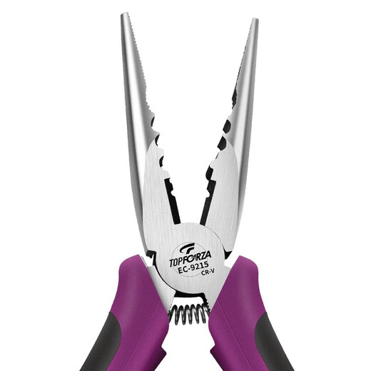 TOPFORZA vise with teeth tip nose pliers oblique nose pliers oblique mouth pliers wire pliers two-color handle electrician pliers clamping winding wire cutters 6-inch EC-9215 Japanese pointed pliers