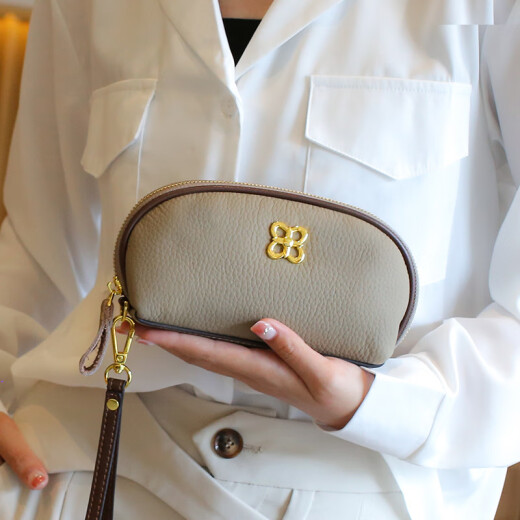 Holzspecker (Tucano) 2024 Neues Cowhide Damen Clutch Temperament können Mobiltelefon echtes Leder kleiner Beutel Frauen High-End-Gutschein Brieftasche Elfenbein Weiß halten