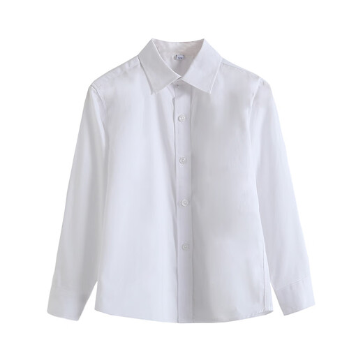 Xin Yueqing boys and girls white shirt medium and large children pure cotton long-sleeved bottoming shirt for primary and secondary school students school uniforms performance spring and autumn wear peak collar-long sleeve 160 cm