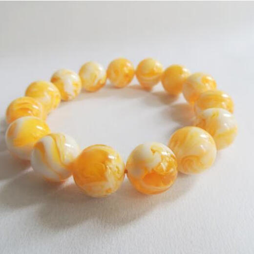 Holy glass natural amber beeswax bracelet Russian material white flower ore bracelet necklace round bead pendant for men and women chicken oil yellow bracelet 12mm white honey amber 16 pieces in a bunch