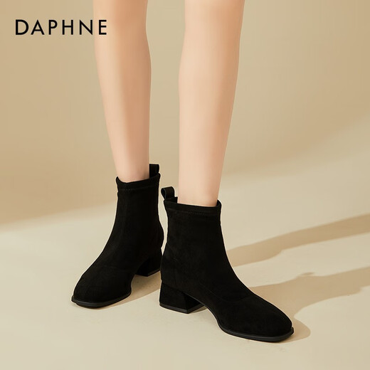 Daphne Matte короткие ботинки для женщин весной и осенью 2023 г. Новые сапоги для овчины одиночные сапоги ретро толстые каблуки Тонкие ботинки Martin Boots Black 37