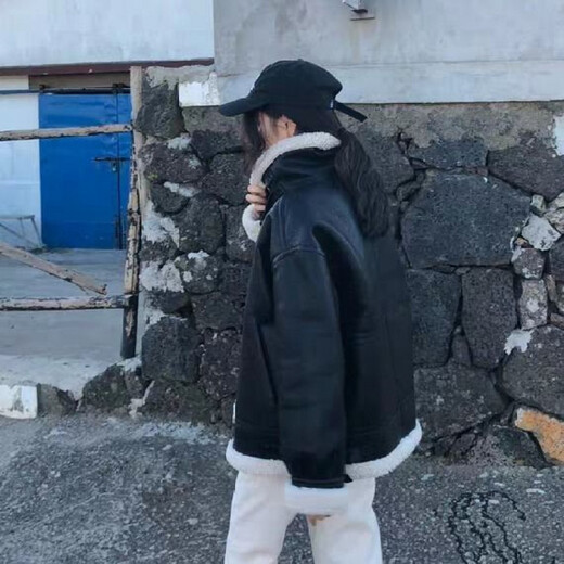 Hong Kong Style Chic Lamb Wolle Motorradanzug für Frauen im Winter 2021 Neue Pelzmantel Kurzjacke verdickte Jacke Brown XL
