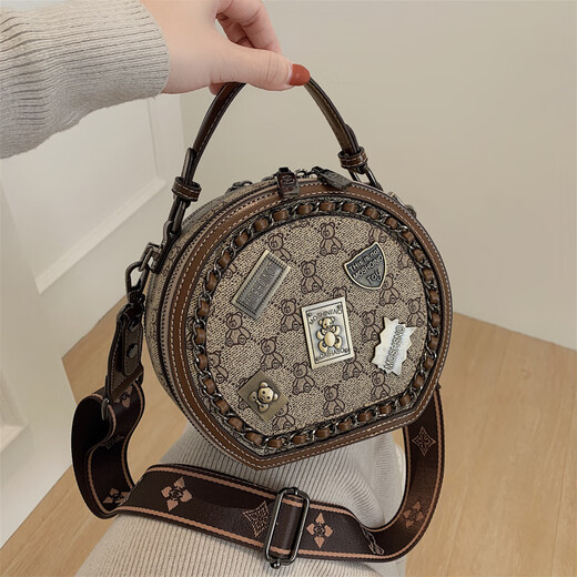 Bunny Babybag Frauentasche neuer Retro Crossbody kleine runde Tasche modische und vielseitige Umhängetasche strukturierte Handtasche Khaki kleine Tasche