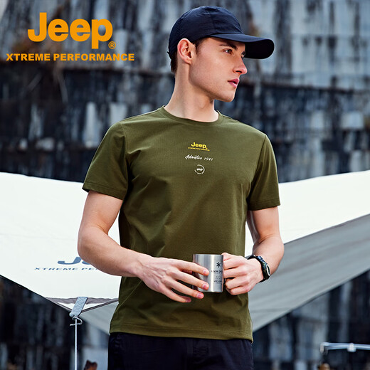 Jeep outdoor casual short-sleeved pullover T-shirt labor insurance suit J322094511 military green 4XL