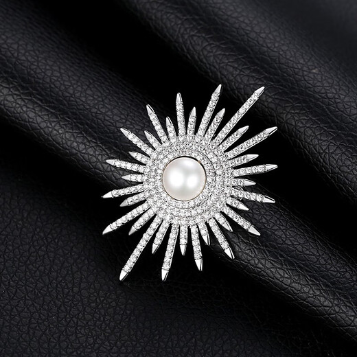 Yite Brooch Women's High-end Pearl Corsage High-end Suit Coat Niche Design Exquisite Hat Sweater Pin Accessories Silver