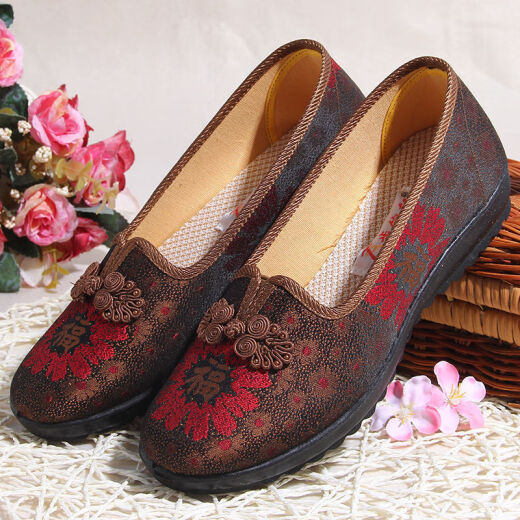 Lan Yujing alte Peking-Stoffschuhe für Frauen, mittlere und ältere Frauenschuhe für nicht rutschende Soft Sohle bequeme ältere Oma-Schuhe für Schaltmonat Februar Mutterschuhe rot 38