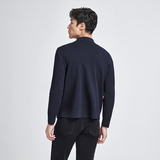 Goldlion contains wool, autumn and winter knitted cardigan jacket, men's lapel solid color cardigan zipper sweater, navy blue-95 2XL 185/100A recommended 165-180Jin Jin equals 0.5 kg