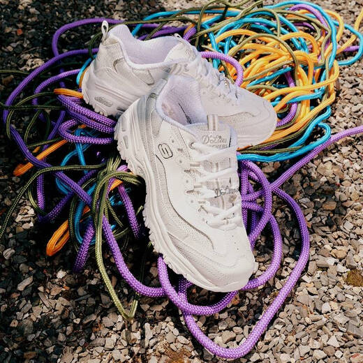 SKECHERS斯凯奇十周年钻石纪念版熊猫鞋缓震运动休闲鞋 增高透气老爹鞋女 12241/WSL 钻石款-白色/银色 39
