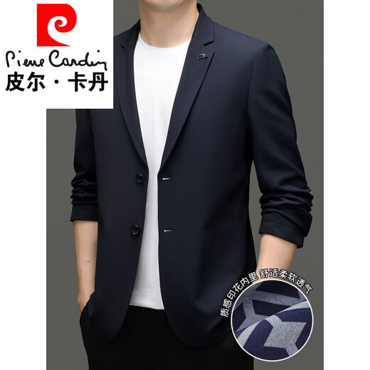 Pierre cardin long-sleeved suit men's 2025 autumn new color top coat men's business versatile casual loose small suit needle 12398 Navy L