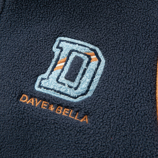 DAVE&BELLA Children's Sports Suit Girls' Autumn Clothes New Polar Fleece Boys' Clothes Large Children's Tops and Trousers Two-piece Set Navy Blue Ready Stock 100 cm (recommended height 90-100cm)