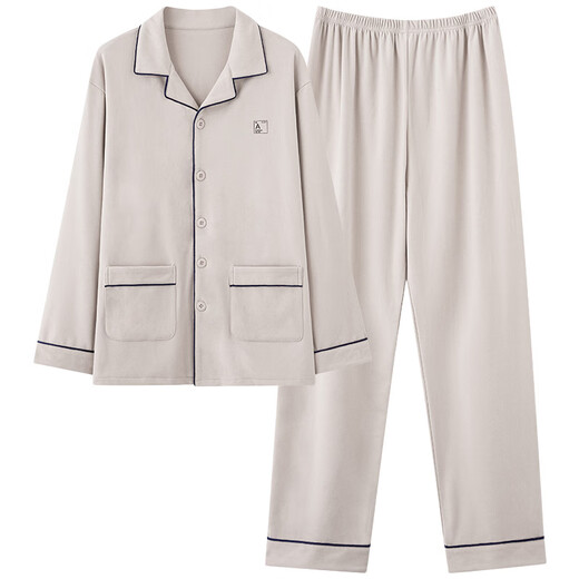 Modard Velvet Pajamas Autumnia y invierno Cárdigan de manga larga Cárdigan informal de invierno delgado se puede usar en el juego de ropa para el hogar simple QKM9195 L