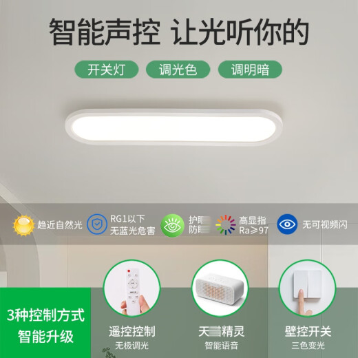 大观园（DGY）过道灯走廊灯led吸顶灯现代简约北欧长条客厅灯书房阳台灯具O263 3892-白100cm-中性光40W-全光谱