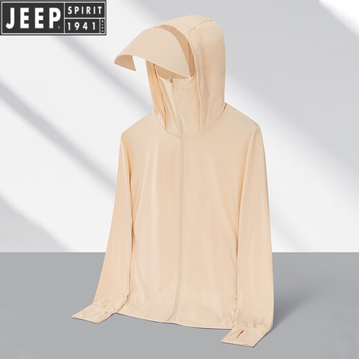 
Jeep International Brand UV Anti-Outdoor Ice Wire Sunscreen Clothes Men's Summer Light Jacket Breathable Outdoor Fishing Clothes LY7030 Women's Model-Ice Misty Powder [Removable Hat Brim 2XL