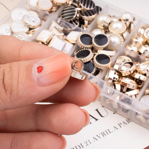 PEARL DIARY button-down shirt, sweater, cardigan, versatile pearl-encrusted rhinestone round decorative top button, mixed series of 100 pieces, free sewing box