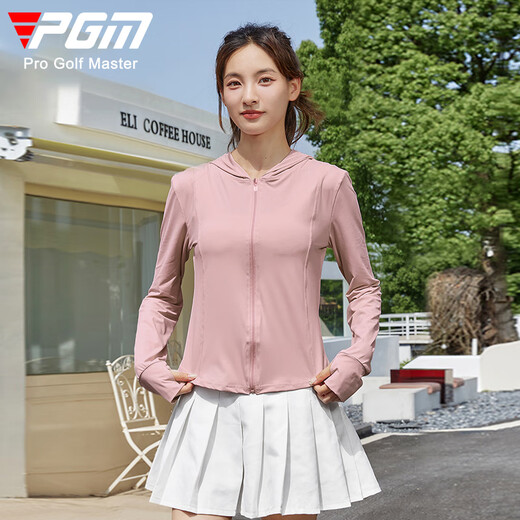 
PGM Golf Clothing Women's Sun Protection Clothing Summer Sports UV Protection Upf50+ Light and Thin Hooded Jacket YF687-Sakura Powder