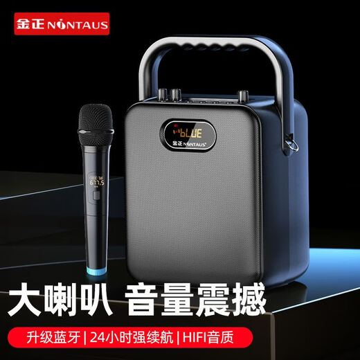 Kim Jong S18 Audio Bluetooth-Lautsprecher tragbarer großer Bandesquadrat-Tanzverstärker All-in-One-Heim-Heim-KTV Sang klein K. Song Mikrofon Handheld Stall Subwoofer Flaggschiff-Version [Dual Ladet Telefonmikrofon kann die Sprache ändern]