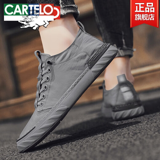 
CARTELO spring cloth shoes men's 2025 new trendy ice silk men's shoes casual shoes men's canvas shoes gray-W838 42 standard sports shoes size