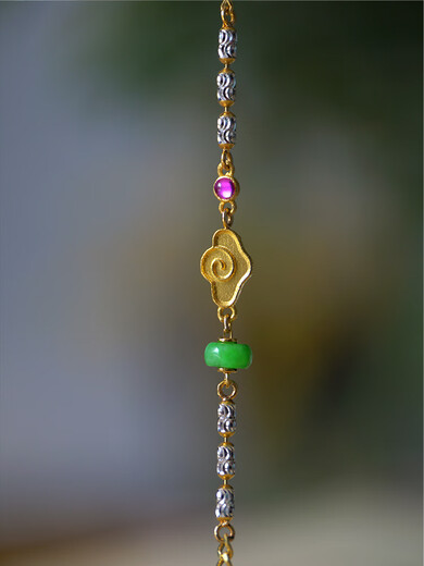 Yan's national style universal chain, which can be naked or made into a hanging chain, 18k gold natural jade versatile necklace, Yuan Xiaoxi Jewelry, national style K gold necklace