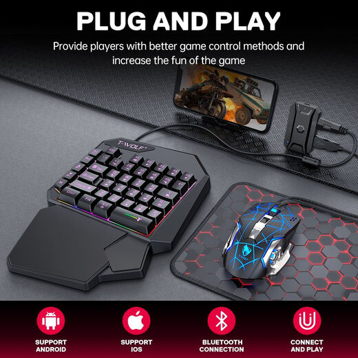 Thunder Wolf Twolf Thunder Wolf T19 Ein-Hand-Spiel Keyboard Mechanische Hände linke Tastatur Mobile Thron essen Hühner grenzüberschreitend T19 Einhand-Tastatur
