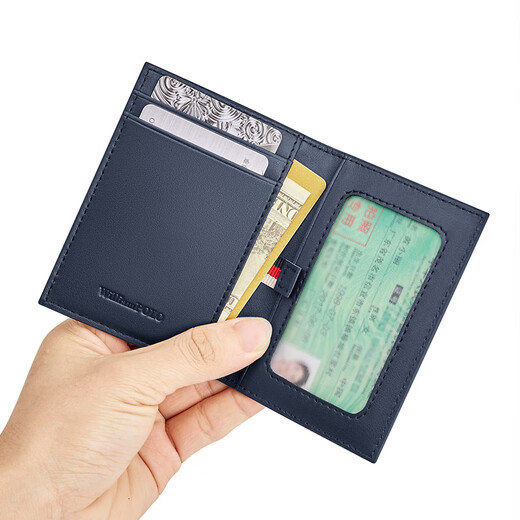 Williampolo Kaiser Paul Exquisite Small Card Bag für Männer mit echtem Leder -Führerschein für Führerschein Kartenschublade Vatertagsgeschenk für Papa Blue Cross Muster