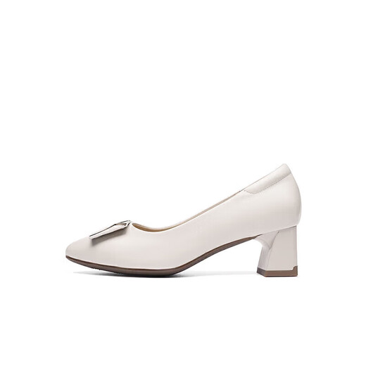 Red Dragonfly Leap Moon Shoes Fashion Square Buckle Commuter High Heels Temperament Elegant Thick Heels Women's Shoes Single Shoes WLB33095 Beige 37