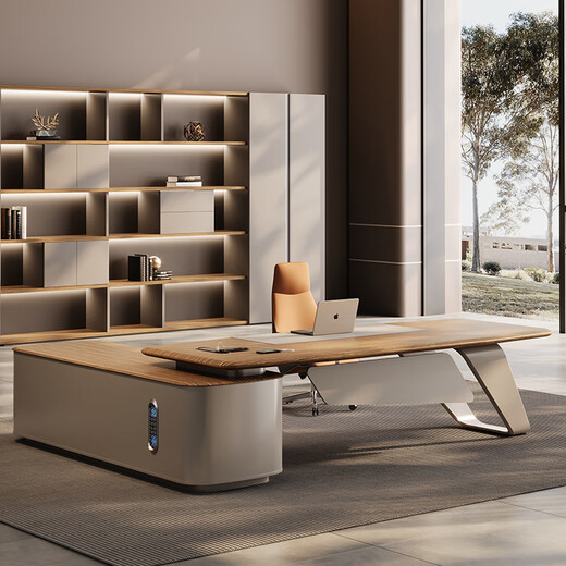 Jiazhi Desk Boss Desk Simple Modern President Desk Light Luxury Manager Office Desk Leadership Executive Desk Office Furniture 2.0/2.2m Boss Desk + 2.4m File Cabinet