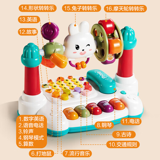 Xinge children's toy phone 1-2 years old infants and early childhood education multi-function simulation landline June 1 Children's Day gift upgraded version [Little Rabbit Telephone] battery set