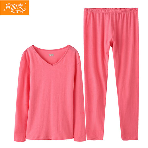 Yi ershuang otoño e invierno [algodón delgado y amoníaco] traje de ropa interior térmica para mujeres pantalones de algodón en V de algodón ropa de otoño pantalones de otoño