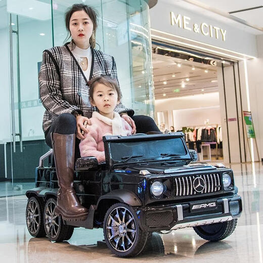 米蚁奔驰6轮大g婴儿童电动汽车遥控摇摆可坐大人驾驶小孩宝宝玩具童车 烤漆黑+双电瓶软轮+六驱全部配置
