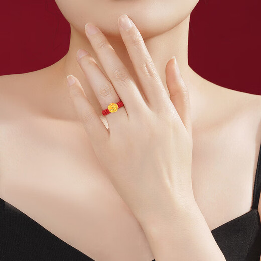 CHINA GOLD Rose Gold Ring Women's Pure Gold Proposal Ring Birthday Gift for Girlfriend and Wife Wedding Anniversary Pure Gold Rose Ring Red String Ring