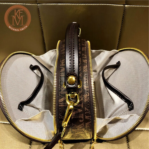 Mike Smith Bag Damenbeutel neue modische modische Handheld-Runde Tasche Frauen lässige vertikale strukturierte One-Shoulder-Rutschenbag Kaffee Farbe