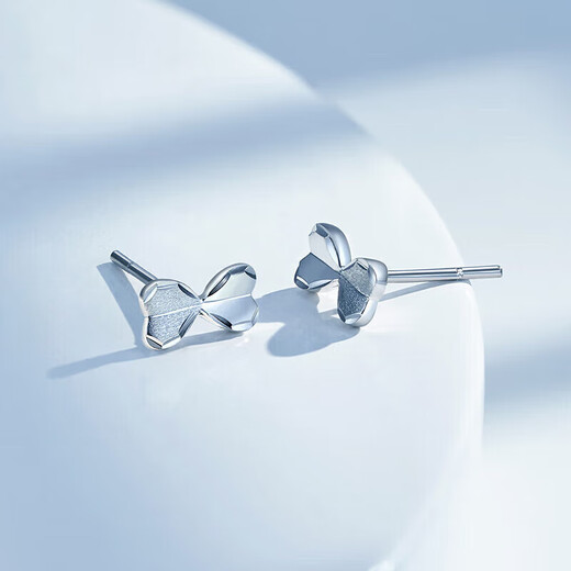 Mengjinyuan platinum earrings PT950 love bow platinum earrings as a birthday gift for girlfriend