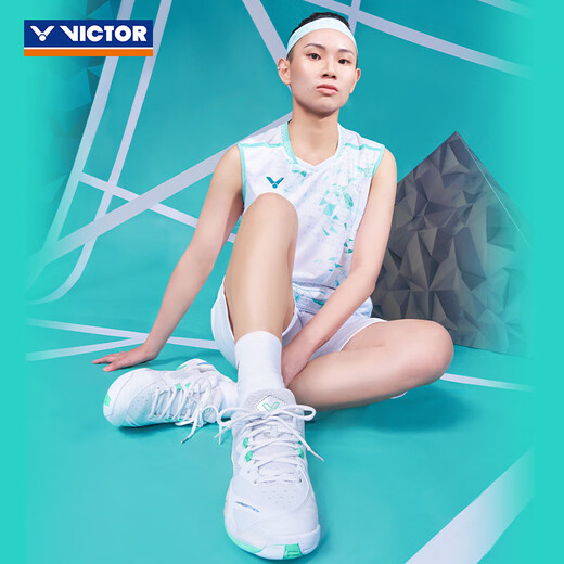 Victor (VICTOR) badminton shoes non-slip wear-resistant sports shoes for men and women victory shoes shock absorption wear Tsingying competition shoes P9200TTY NLite AR white/white water green [new style] 41