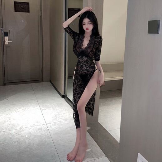 Luo Manxi sous-vêtements sexy de nuit sexy en dentelle de nuit pyjamas uniforme tenue de perspective tentante sm.