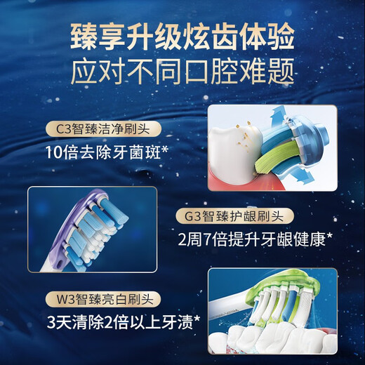 飞利浦（PHILIPS） 电动牙刷头替换头钻石系列适配HX9924HX9903HX9911HX9912HX9954HX9924 3支 黑色洁净型装HX9043/96