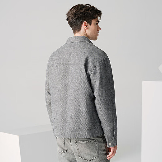 Tanzen mit dem Wolf [68% Wolle] Herbst- und Winter -Down -Jacke Herren -Technologie -Verriegelungswerkzeug Revers Jacke 004 Blume Asche 175
