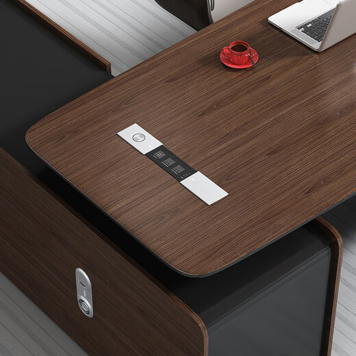 TONGTA solid wood leather boss desk office desk simple modern executive desk high-end fashion president desk manager desk office light luxury business boss desk 2.0 meters boss desk 2000*1800*660