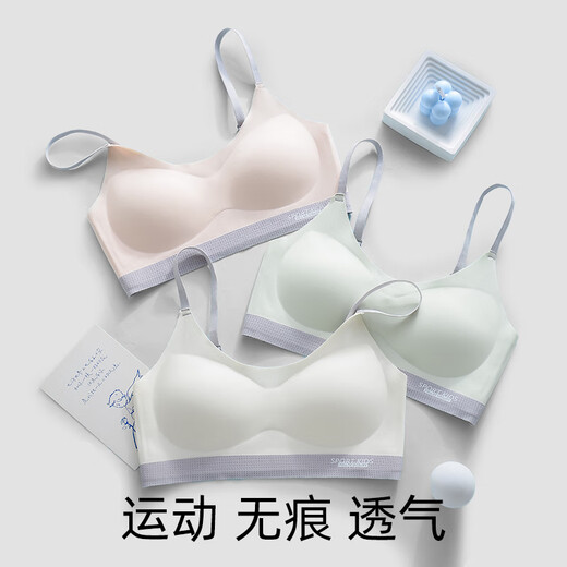 卡拉美拉（Caramella）女士内衣女运动防震24年冬季新品发育期少女文胸 粉色 XL 